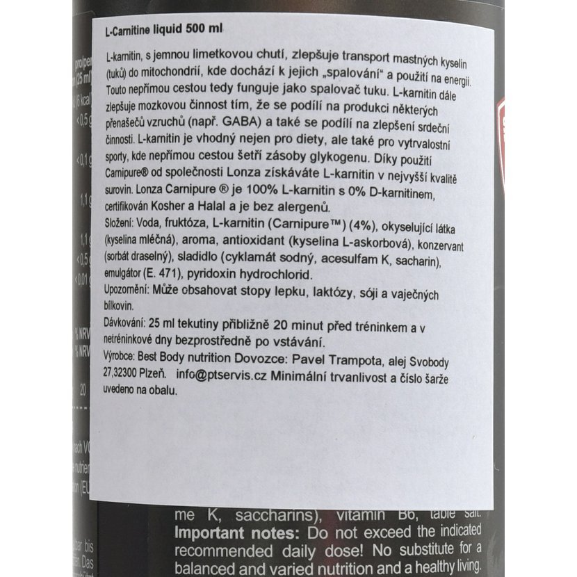 l carnitin dávkování L-Carnitin liquid 500ml lime